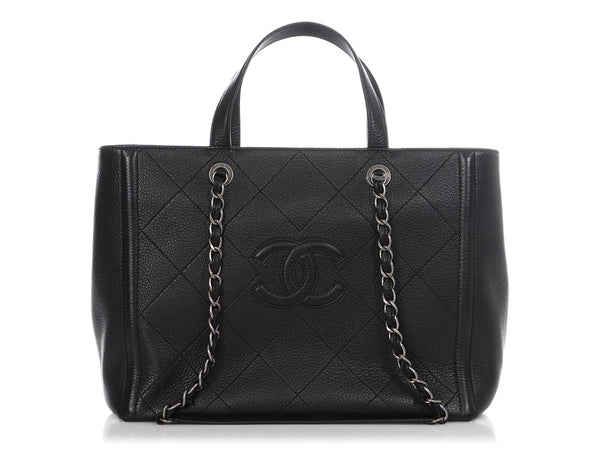 CHANEL Deauville Charms Black Calfskin Large Tote Bag