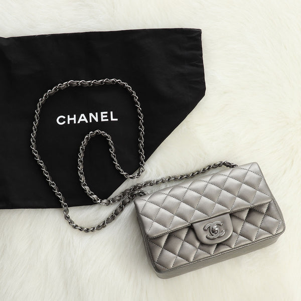 CHANEL Mini Rectangular Flap Quilted Chevre Leather Crossbody Bag Meta