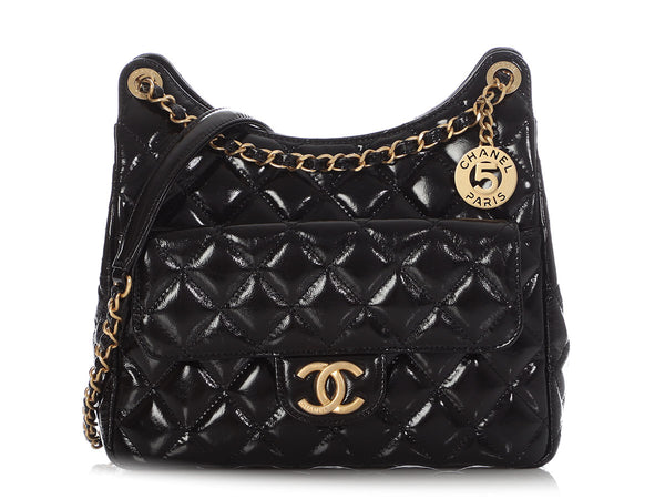 Chanel Mini Black Quilted Glazed Calfskin Hobo With Pearl Strap - Ann's  Fabulous Finds