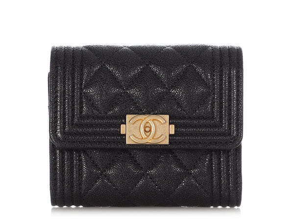 CHANEL Caviar Quilted Small Boy Flap Wallet White 448558