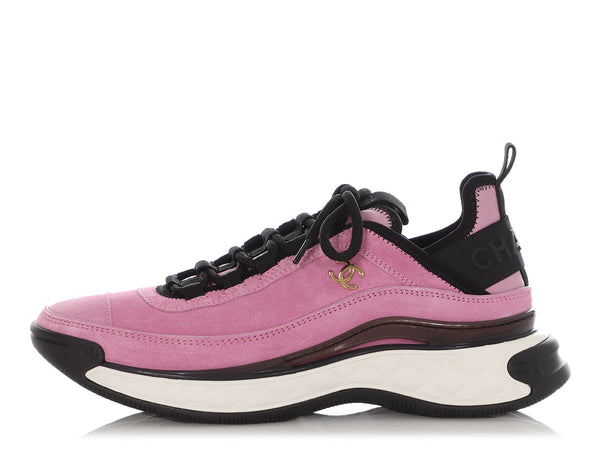 Chanel pink and black sneakers on sale