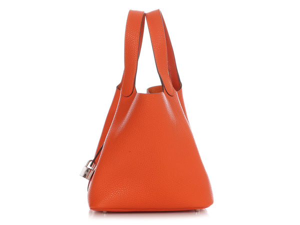 Hermes Feu/Orange Clemence Leather Picotin Lock 18 Bag Hermes