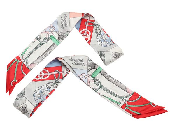 Hermes Silk Twilly Scarf Multicolor Red Blue