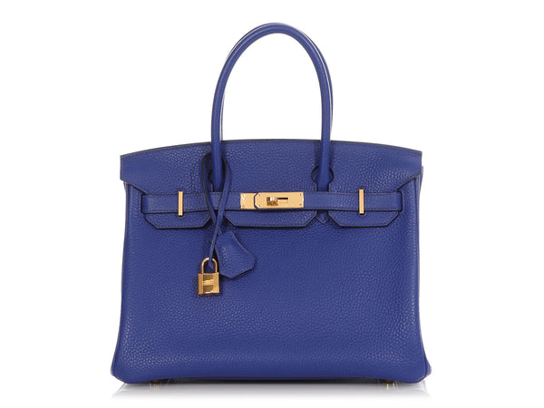 HERMES Chevre Mysore Horseshoe Birkin 25 Bleu Electrique Bleu