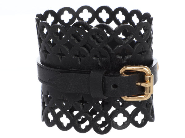 Louis Vuitton Archive Bracelet Brass and Leather Black 790601