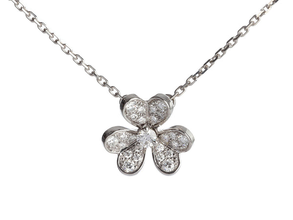 VAN CLEEF & ARPELS 18K YELLOW GOLD MINI FRIVOLE FLOWER AU750 NECKLACE  DIAMOND