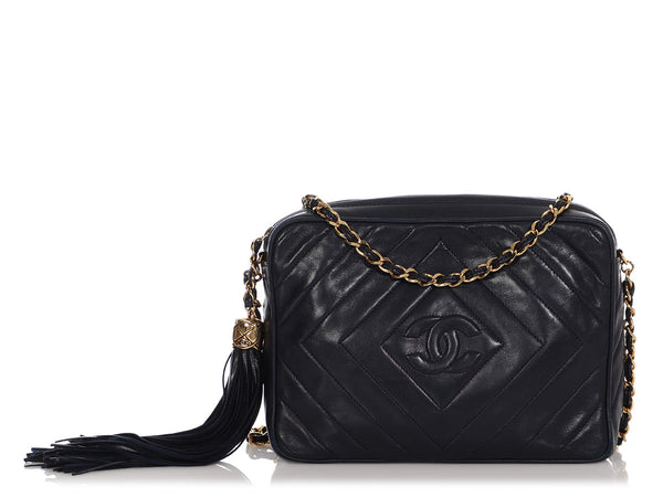 Chanel Vintage Small Black Quilted Lambskin Front Pocket Camera Bag