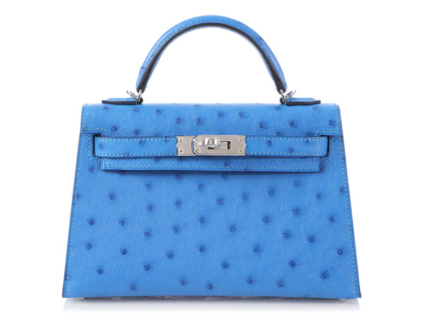 Hermès 2018 Bleuet Ostrich Sellier Kelly 20 II w/ Tags - Mini Bags