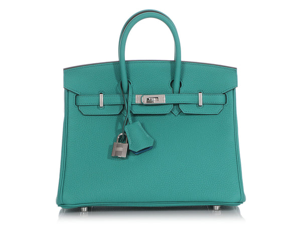 Hermes Birkin 25 Vert Verone Lagoon Blue Izmir Verso Togo Bag U