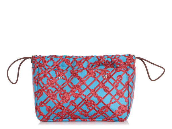 Hermès Bleu Frida Silk Noeud Marin Fourbi Pouch 25 MM