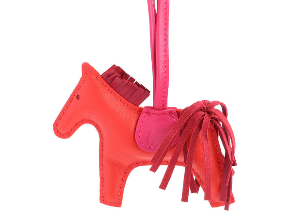 HERMES Milo Lambskin Grigri Rodeo Horse Bag Charm PM Rose Mexico |  FASHIONPHILE