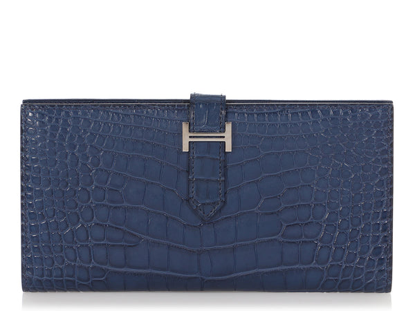 Hermès Bleu Atoll Clémence Dogon Card Holder - Ann's Fabulous Closeouts