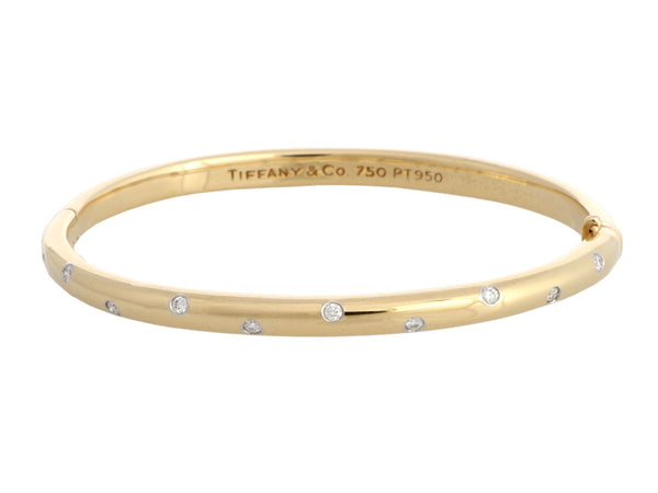 Tiffany & Co. Italy 0.21 Carat Etoile 18 Karat White Gold Bangle Bracelet