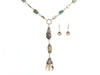 Alana Leigh Sterling Silver Pearl and Turquoise Lariat Necklace and Labradorite Earrings