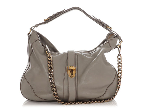 Burberry Gray Buffalo Bartow Hobo