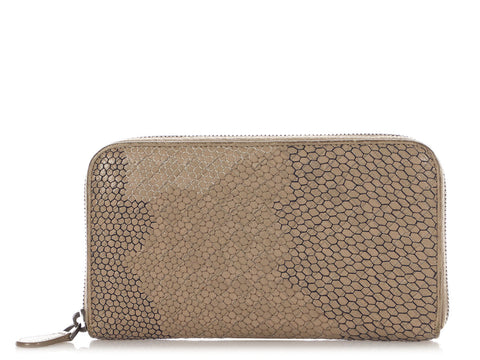 Bottega Veneta Beige Camo Embroidered Wallet