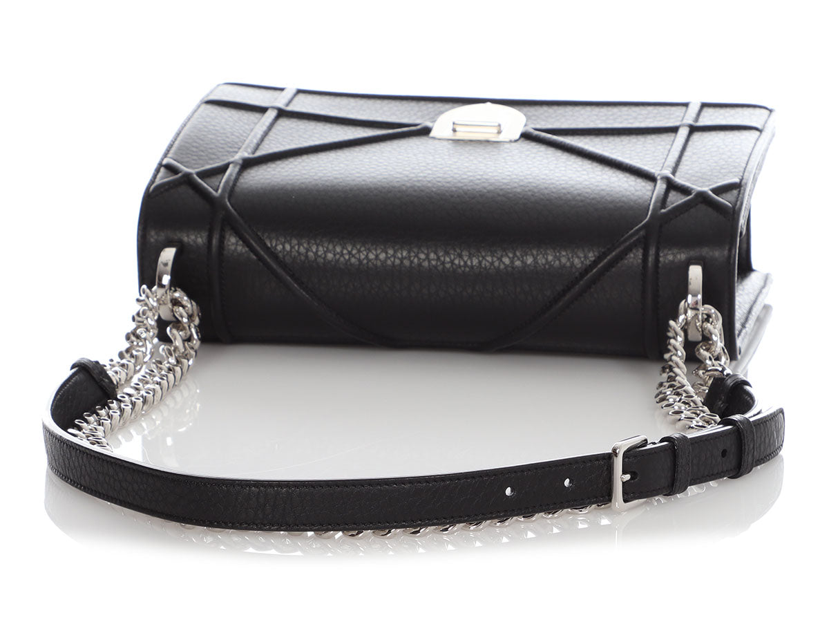 Christian Dior Diorama Flap Bag Grained Calfskin Mini Black