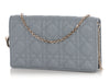 Dior Gray Lambskin Lady Dior Pouch With Chain