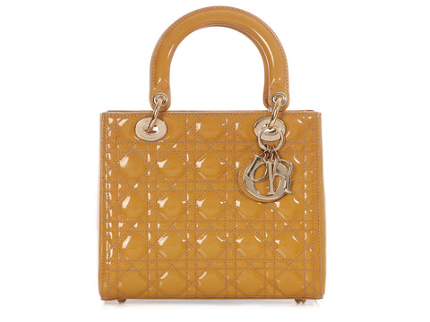 Dior Medium Yellow Patent Lady Dior