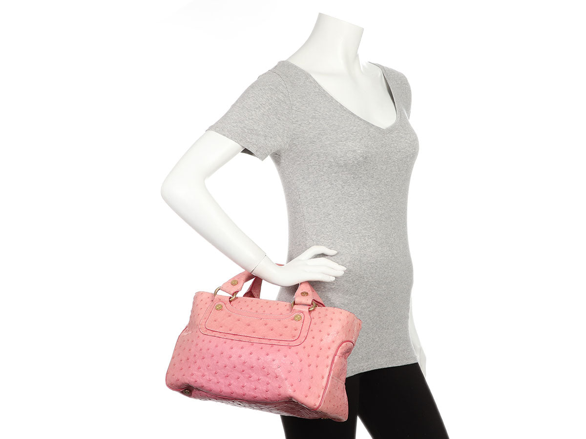 Sold at Auction: Celine Pink Ostrich Leather Boogie Bag