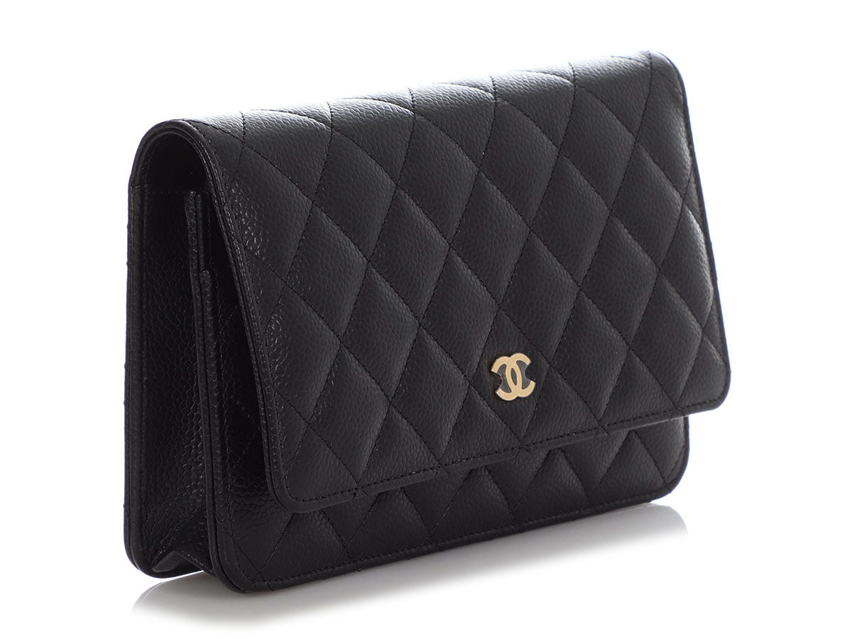 Chanel Mini Zip Wallet in Black Caviar and Goldhardware