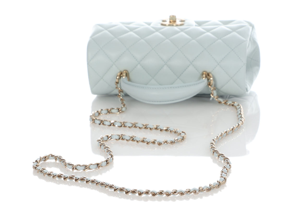 Chanel Classic Flap Light Blue Lambskin Leather Quilted Rectangle Top  Handle Mini Bag Light GHW - Lust4Labels