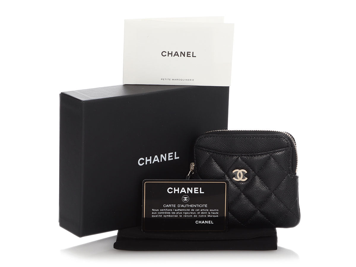 Chanel Blue Quilted Caviar Leather Classic Zipped Coin Purse Chanel
