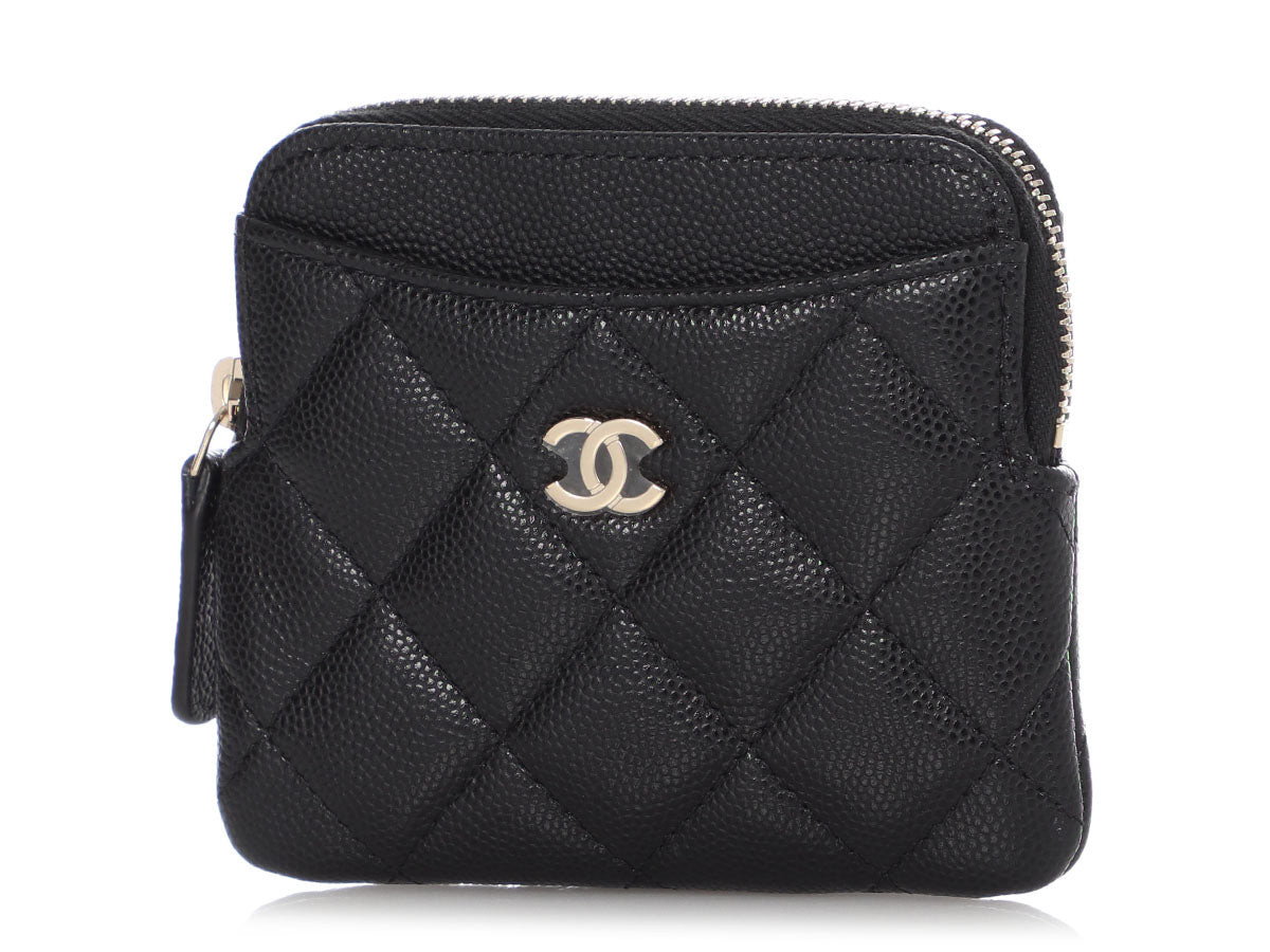 Chanel Coco Casino Zip Coin Purse Quilted Caviar White 2413911