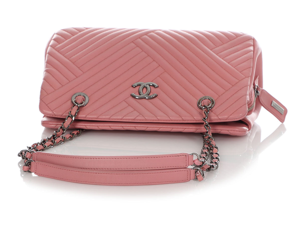 Chanel Pink Chevron Lambskin Medium Flap Bag