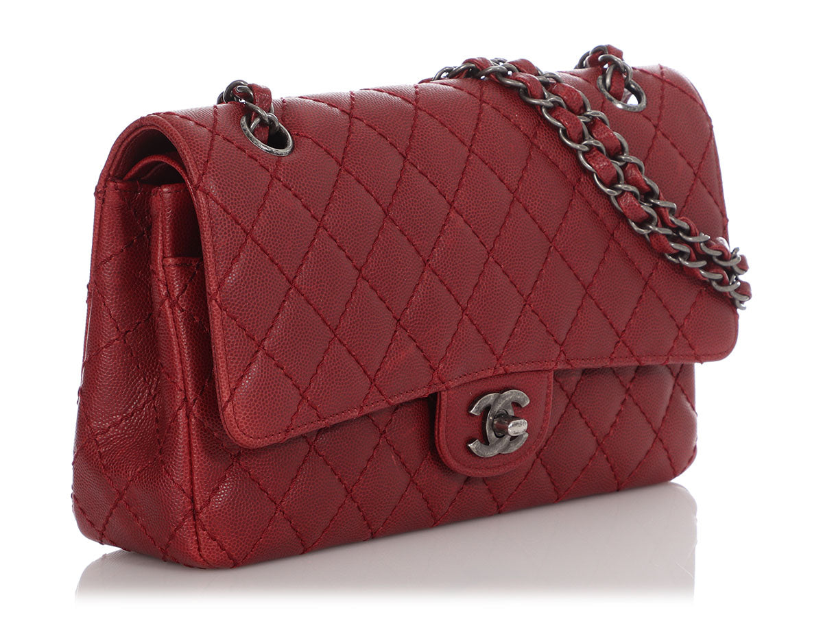 Chanel Red Quilted Caviar Jumbo Classic Double Flap Bag