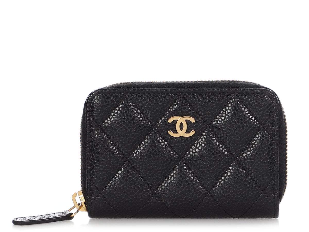 Chanel Classic Flat Wallet Pouch Quilted Caviar Gold-tone Black in  Iridescent Caviar Leather with Light Gold-tone - US