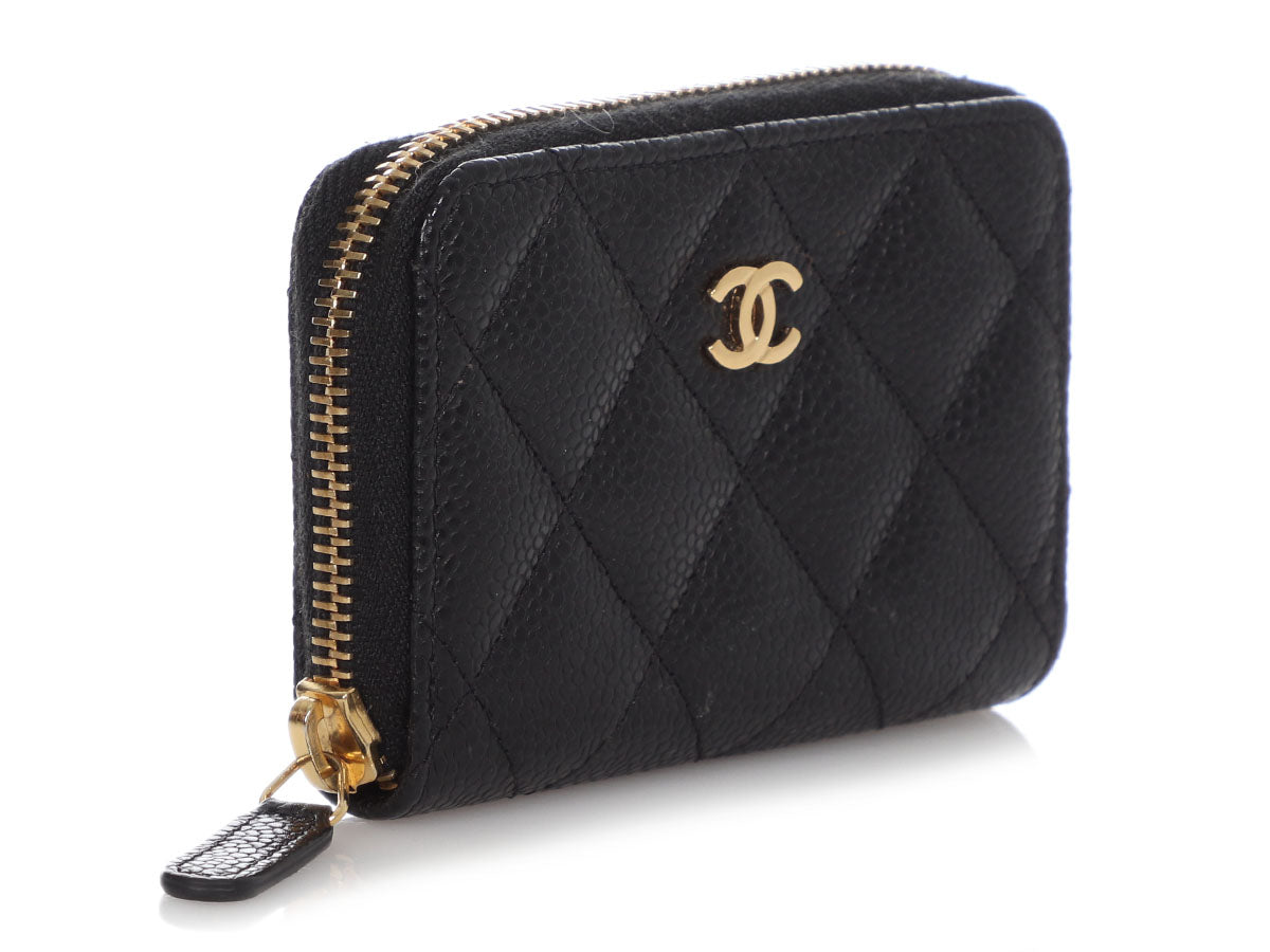 CHANEL Caviar Quilted Zip Coin Purse Black 1277626