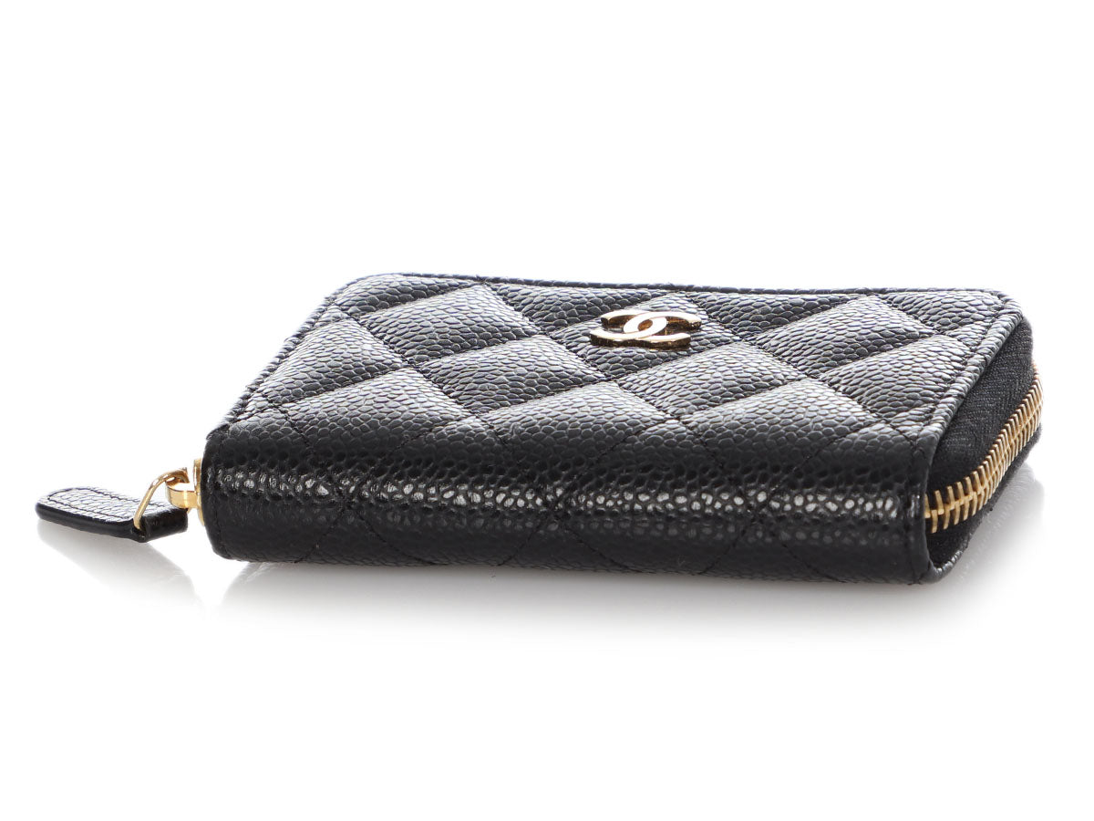 CHANEL Caviar Quilted Round Clip On Coin Purse Black 1288212