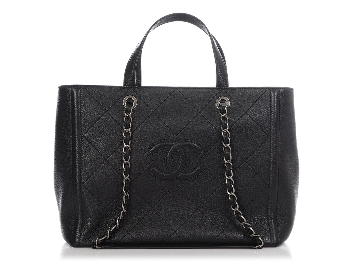 CHANEL Quilted Caviar Large Shopper Bag Black