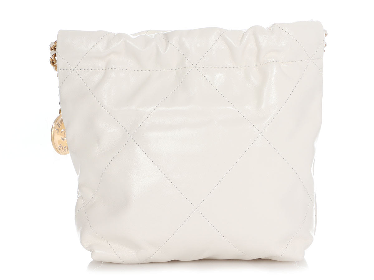 Chanel White Quilted Calfskin Hobo Bag Gold Hardware, 2022