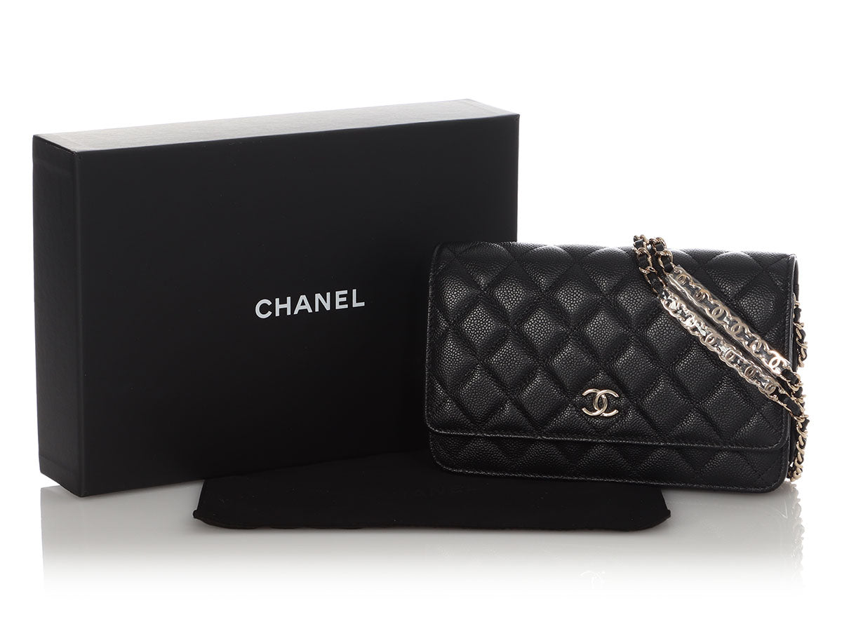 Chanel Black Quilted Caviar Woc Wallet on Chain