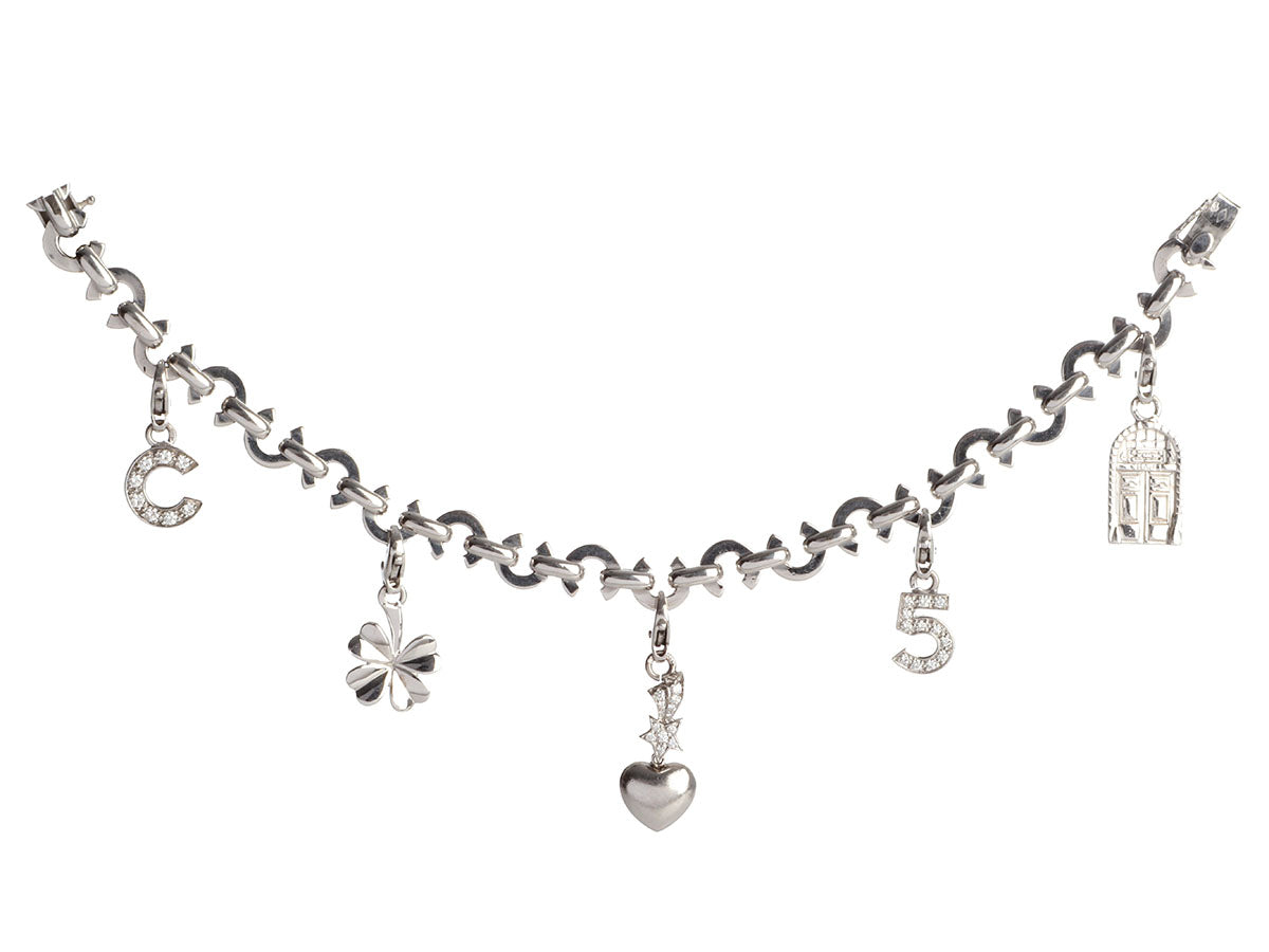 Louis Vuitton Locket Chain Vintage Link Bracelet in 18 Karat White