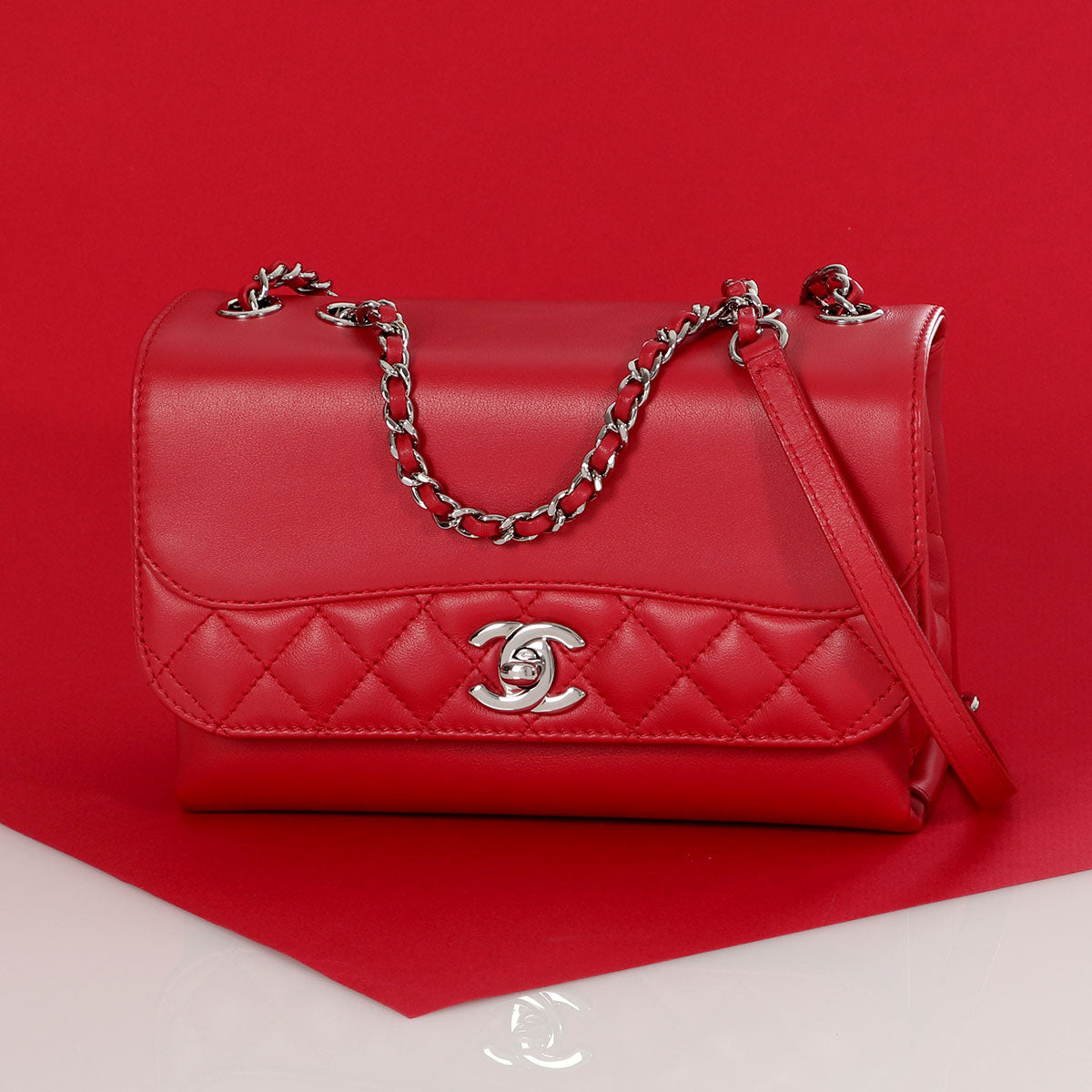 Chanel Lambskin Quilted Medium Double Flap Pink Silver Hardware