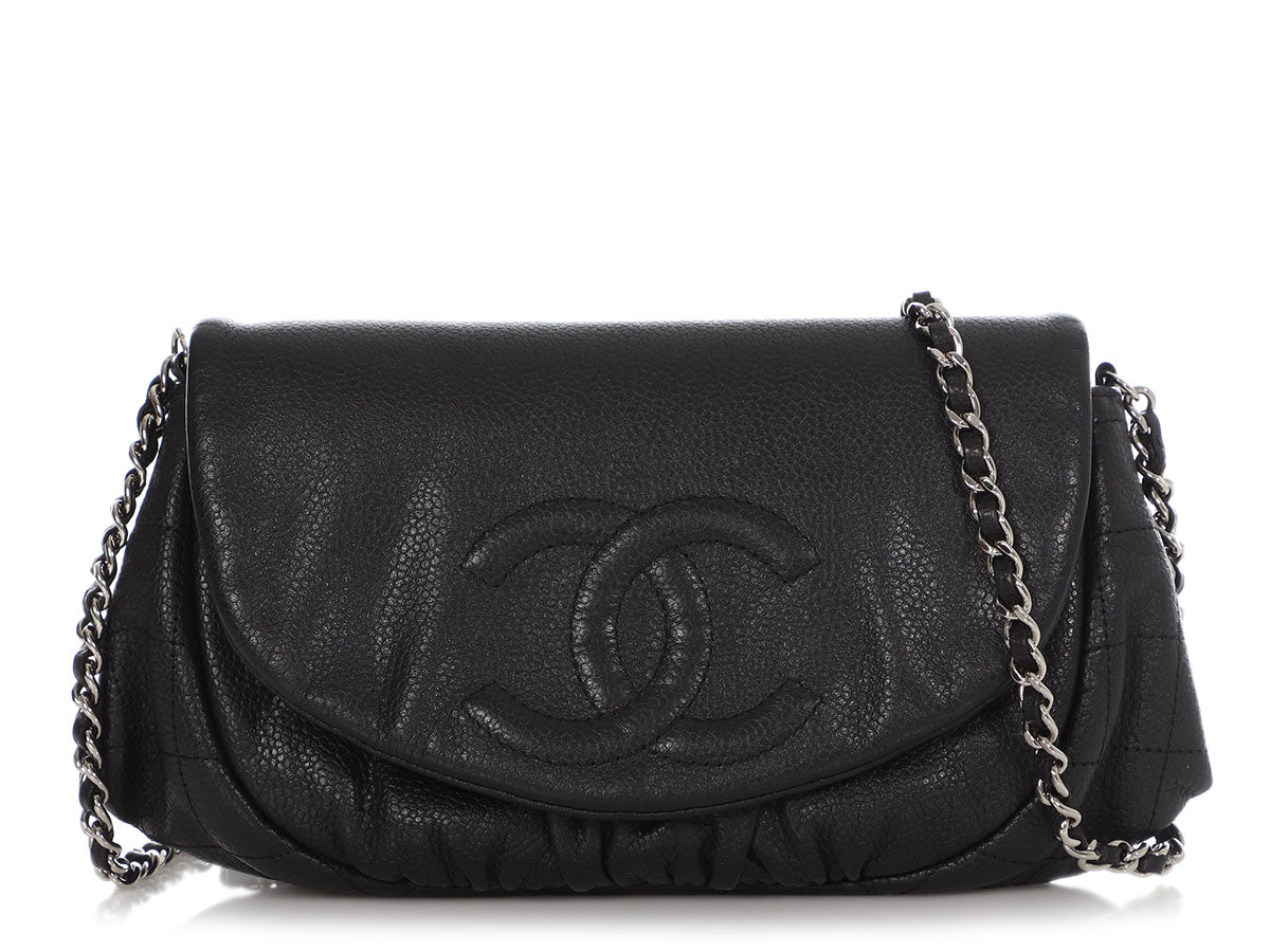 CHANEL V-Stitch WOC Wallet On Chain Black Shoulder Bag Crossbody