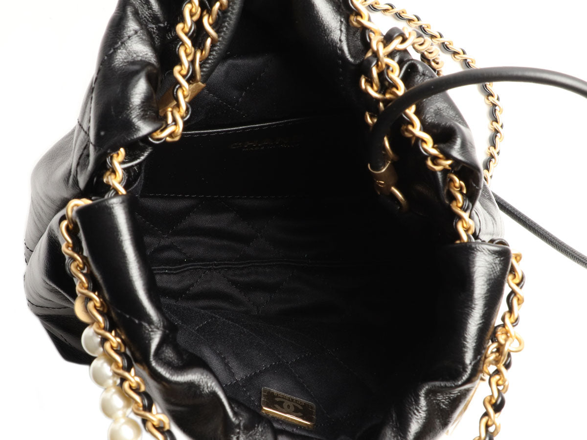 Chanel Mini Black Quilted Glazed Calfskin Hobo With Pearl Strap - Ann's  Fabulous Finds