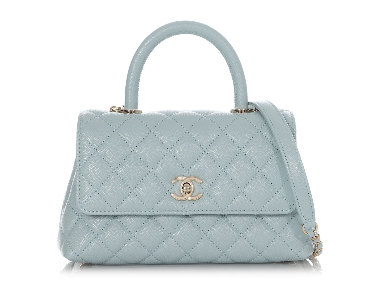 CHANEL Coco Handle Caviar Quilted Leather Shoulder Bag Grey-US