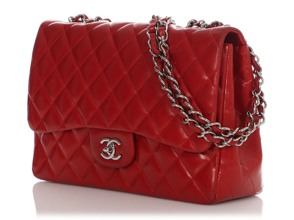 CHANEL Patent Calfskin Quilted Medium Double Flap Red 1311328 | FASHIONPHILE