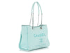 Chanel Small Turquoise Raffia Deauville Tote