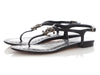 Chanel Black CC Chain Thong Sandals