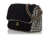 Chanel Jumbo Black Shearling and Houndstooth Single Flap