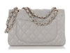 Chanel Small Light Gray Quilted Caviar Classic Double Flap