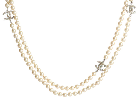 Chanel Extra Long 70" CC Pearl Necklace