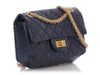 Chanel Mini Metallic Navy Quilted Aged Calfskin Reissue 2.55