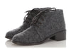 Chanel Gray Wool Lace-Up Ankle Boots