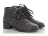 Chanel Gray Wool Lace-Up Ankle Boots